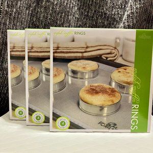 NWOT Fox Run English Muffin Rings size 3.75, set of 4 per box.